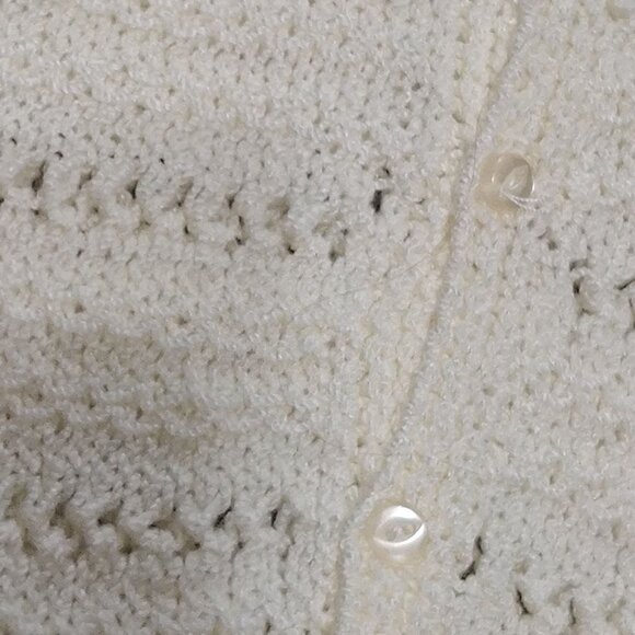 Handmade 0–3M Vintage Baby Cardigan Sweater Cream Knit Button Front Classic Chic - Picture 5 of 6